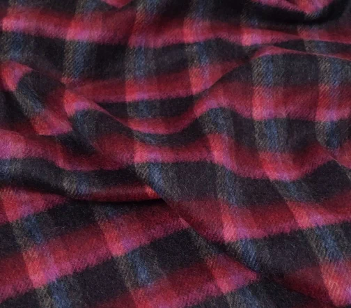 Шерсть костюмная в клетку, цвет коричневый/красный/фуксия, 1092126