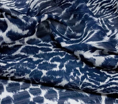 Шифон "Абстракция", цвет синий/молочный, 6112205