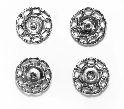 Кнопки ажурные, металл, пришивные, 25 мм, цвет серебро, 03-S-25