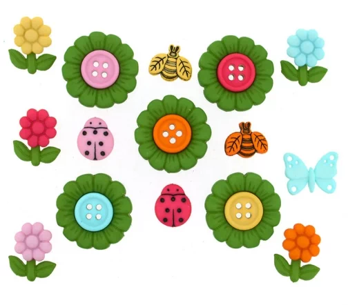 Декоративные пуговицы Dress It Up "Цветы", 15 шт., 9372