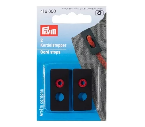 416600 Ограничители для шнура, 33*15мм, 2 отв., металл, цв. черный, 2 шт., Prym