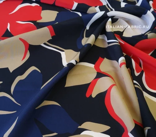 Крепдешин "Стилизованные цветы на черном", 01748-2