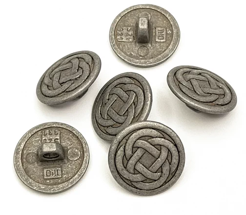 Пуговица DILL "Плетение", на ножке, металл, цвет состаренное олово, 18 мм