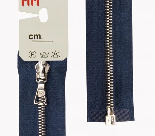 Молния RiRi атласная, металл, разъём, 1 замок 4мм 65 см, подвеска Flach, цепь Ni, цвет 2131, маренго