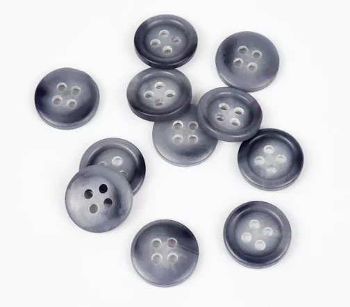Пуговицы, Union Knopf, 4 отв., пластик, цвет темно-серый, 15 мм
