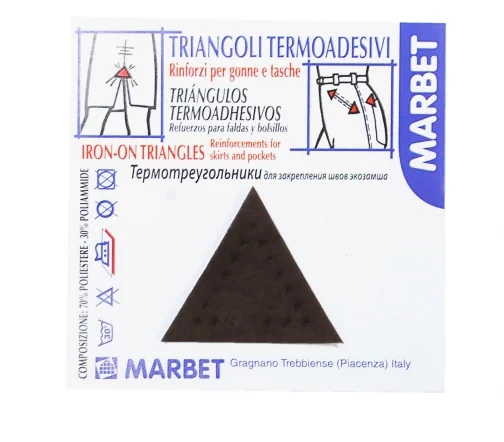 Термотреугольники Marbet для закрепления швов, экозамша, 3,5 см, 4 шт., т.коричневый