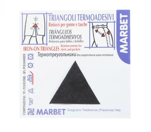 Термотреугольники Marbet для закрепления швов, экозамша, 3,5 см, 4 шт., дымчато-серый