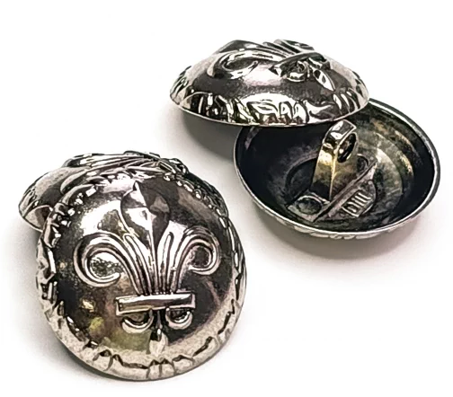 Пуговица DILL "Королевская лилия", на ножке, металл, цвет состаренное серебро, 25 мм