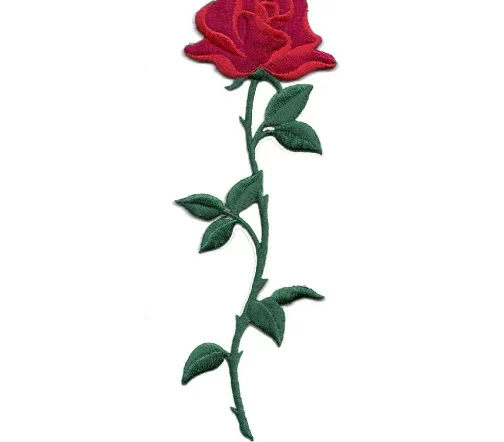 Термоаппликация "Роза на стебле крупная", 17 х 6 см, цвет красный, 569863.А1
