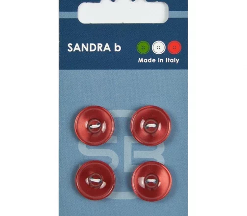 Пуговицы Sandra, 15 мм, 2 отв., пластик, 4 шт., бордовый, CARD061
