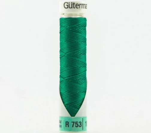 Нить Silk R 753 для фасонных швов, 10м, 100% шелк, цвет 402 изумрудно-зеленый, Gutermann 703184