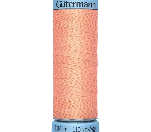 Нить Silk S303 для тонких швов, 100м, 100% шелк, цвет 586 спелый персик, Gutermann 744590