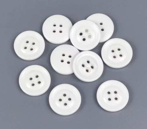 Пуговицы, Union Knopf, "Круглые", 4 отв., пластик, цвет белый, 18 мм