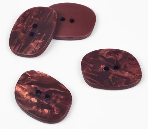 Пуговица, Union Knopf, "Муаровые", 2 отв., пластик, цвет красно-коричневый, 38 мм