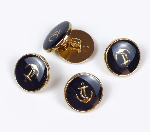 Пуговица DILL "Якорь", на ножке, металл, цвет черный/золото, 18 мм