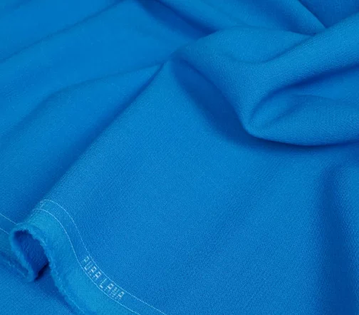 Креп шерстяной двухслойный, цвет голубой, 1012206-4