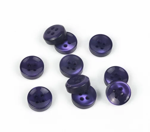 Пуговицы, Union Knopf, круглые, выпуклые, с переливом, 4 отв., пластик, цвет чернильный, 11 мм