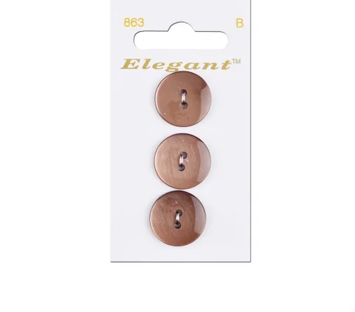 Пуговицы Elegant, арт. 863 D, 2 отв., 19 мм, пластик, 3 шт., коричневый