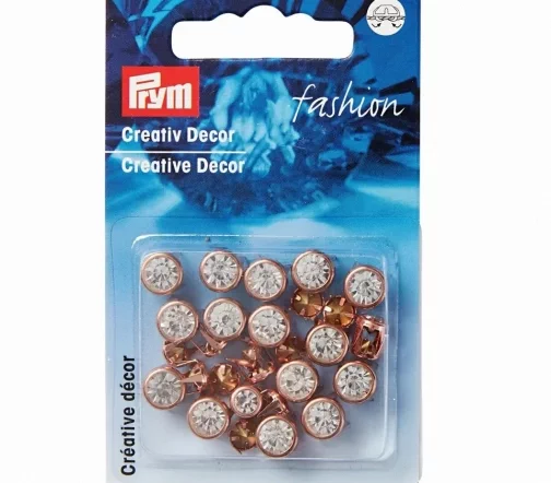 403366 Декоративные заклепки стразы, пл./мет., 5/7мм, 30 шт., розовое золото, Prym