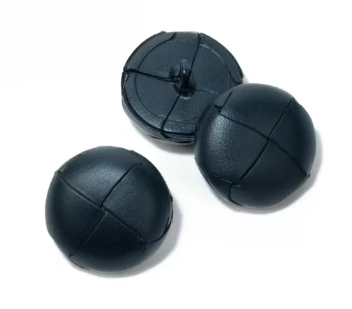 Пуговица Union Knopf, на ножке, натуральная кожа, цвет черно-синий, 27 мм