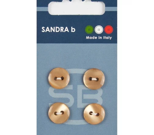 Пуговицы Sandra, 12,5 мм, 2 отв., пластик, 4 шт., бежевый, CARD080