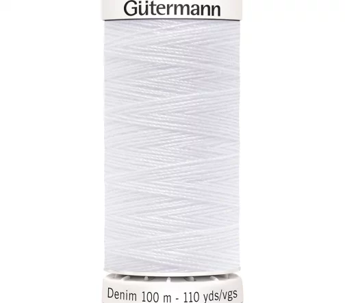 Нить Denim для джинсовой ткани, 100м, 100% п/э, цвет 1005 белый, Gutermann 700160