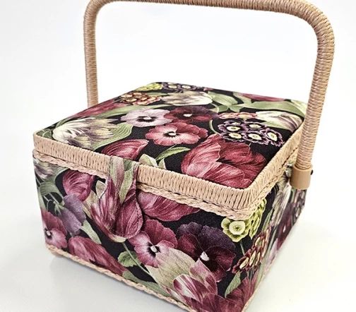 Шкатулка "Анютины глазки", розовая оплетка, 20,5 x 20,5 x 13,5 см, 4295-RT-27