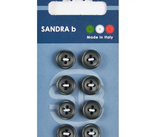 Пуговицы Sandra, 11 мм, 4 отв., пластик, 8 шт., темно-серый, арт. CARD152