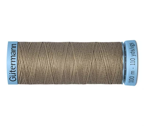 Нить Silk S303 для тонких швов, 100м, 100% шелк, цвет 724 бледно серо-коричневый, Gutermann 744590
