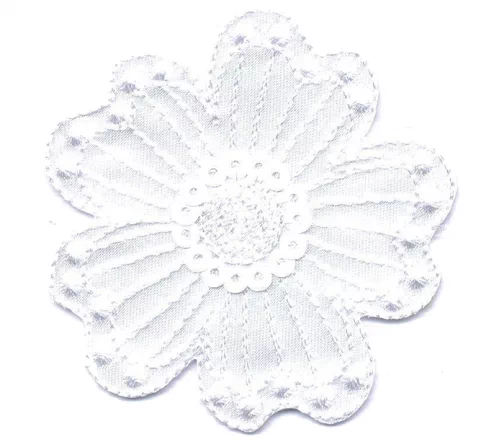 Термоаппликация "Цветок с пайетками", 6 х 6 см, белый, арт. 569472.D
