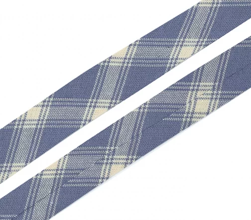 Косая бейка MATSA "шотландка", 18мм, хлопок, цвет 02, лилово-бежевый