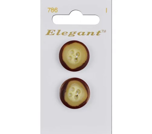 Пуговицы, Elegant, арт. 786 J, 4 отв., 19 мм, пластик, 2 шт.