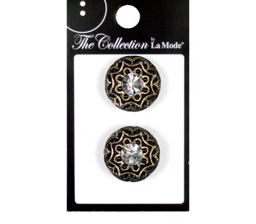 Пуговицы La Mode, арт. 4518, на ножке, 22 мм, пластик/страз, 2 шт.