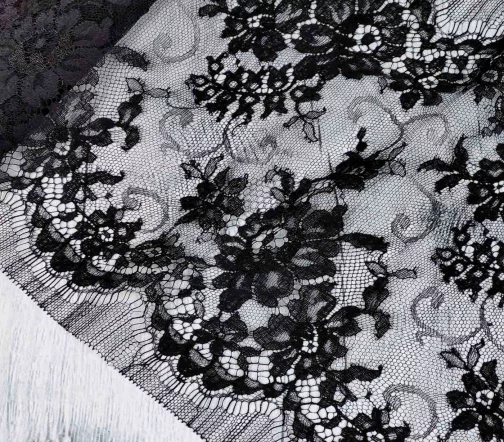 Кружево шантильи Sophie Hallette, ширина 22 см, цвет черный