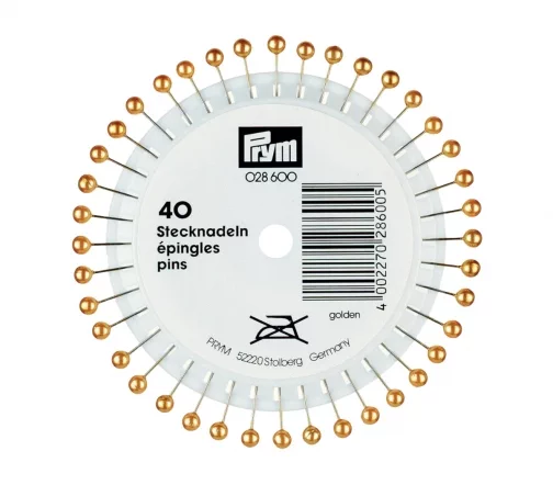 028600 Булавки с жемчужной головкой, золотой цвет, 38х0,65 мм, Prym