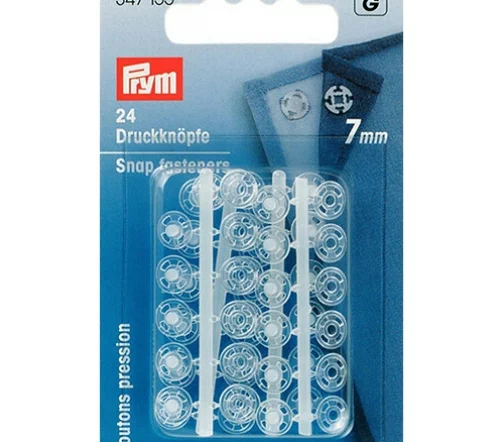 347155 Кнопки пришивные, пластик, прозрачные, 7 мм, 24 шт, Prym
