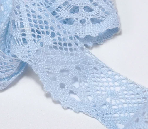 Мерсеризованное кружево IEMESA, ширина 39 мм, цвет светло-голубой