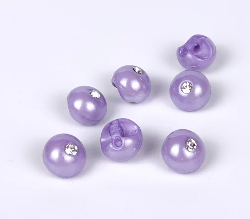 Пуговица DILL "Шарик со стразом", на ножке, пластик, цвет сиреневый, 10 мм