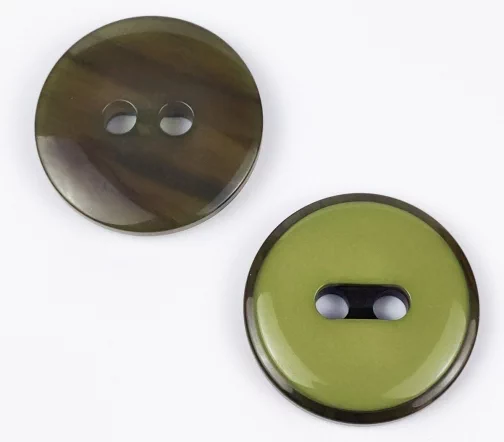 Пуговицы, Union Knopf, "Круглые, прорезь-полоса", глянец, 2 отв., пластик, цвет оливковый, 34 мм