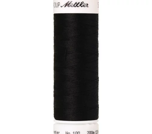 Нить Mettler Seralon 100 универсальная, 200м, 100% п/э, цвет 4000 черный, Amann Group 1678
