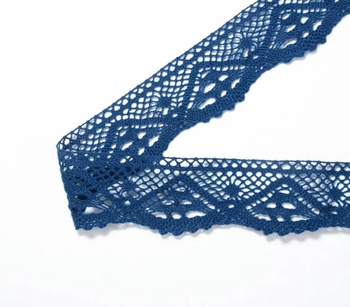 Мерсеризованное кружево IEMESA, ширина 39 мм, цвет синий