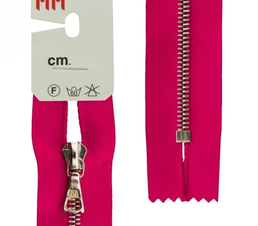 Молния RiRi атласная, металл, неразъём, 4 мм 16 см, подвеска Flach, цепь Ni, цвет 9407, малиновый