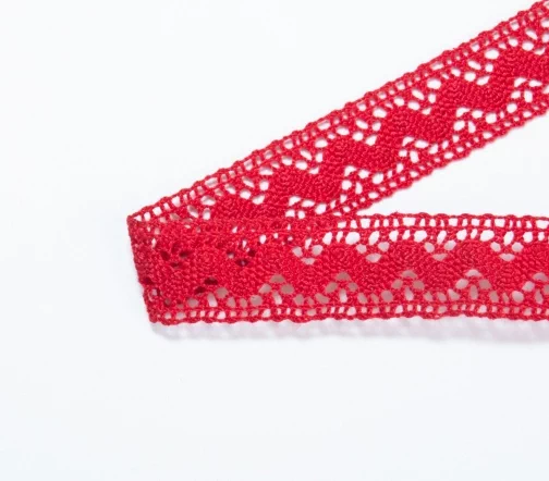 Мерсеризованное хлопковое кружево IEMESA, ширина 16 мм, цвет красный