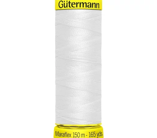 Нить Maraflex для трикотажа, 150м, 100% п/э, цвет 800 белый, Gutermann 777000