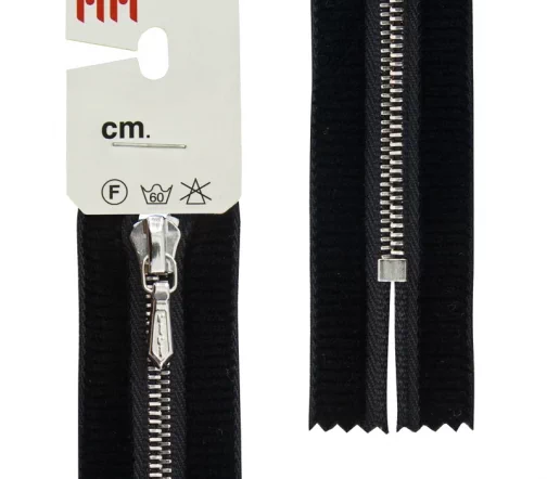 Молния RiRi бархат, металл, неразъём, 4 мм 18 см, подвеска Tropf, цепь Ni, цвет 2110, черный