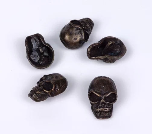 Пуговица Union Knopf "Череп", на ножке, металл, цвет состар. латуни, 25 мм