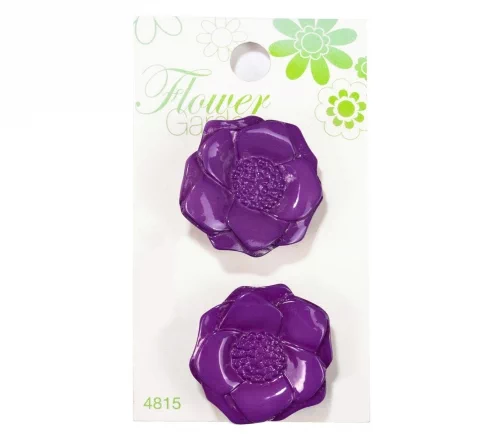 Пуговицы, Flower Garden, арт. 4815, на ножке, 28 мм, пластик, 2 шт., фиолетовый