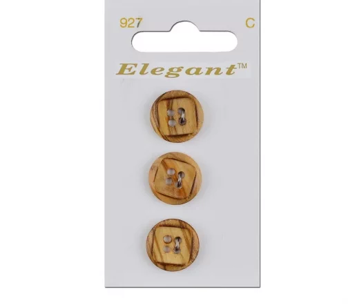 Пуговицы Elegant, арт. 927 G, 4 отв., 16 мм, оливковое дерево, 3 шт., бежевый