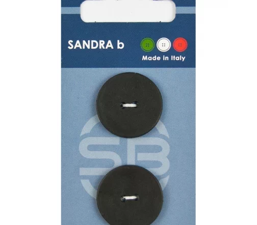 Пуговицы Sandra, 23 мм, 2 отв., пластик, 2 шт., цвет черный, CARD150