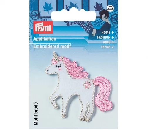 923212 Термоаппликация "Единорог" 5х4,5 см, белый/розовый цв., Prym